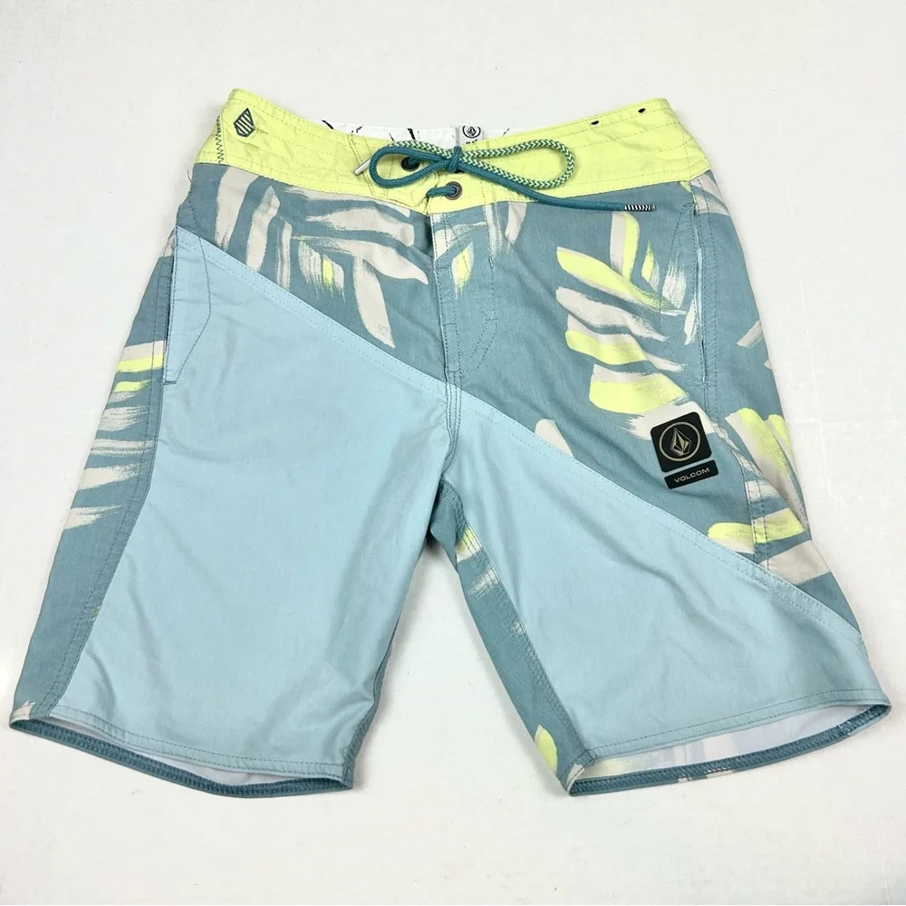 Volcom Boys Blue and Yellow Swim Shorts/Trunks